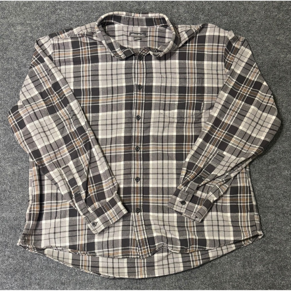 Eddie Bauer Mens Plaid Flannel Long Sleeve Button Up Shirt Casual‎ Size 2XL